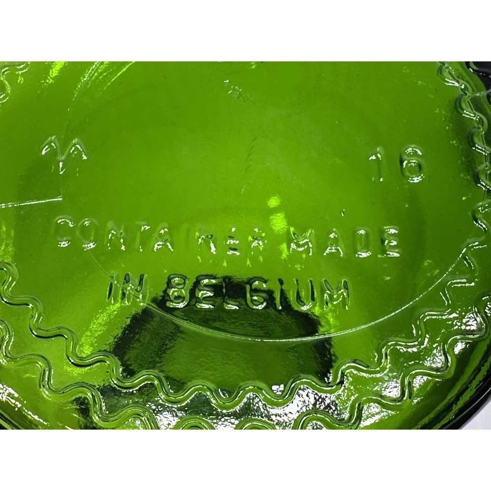 Vintage Green Canister‎ Bubble Lid Glass Jar Mid Century Modern Made in Belgium